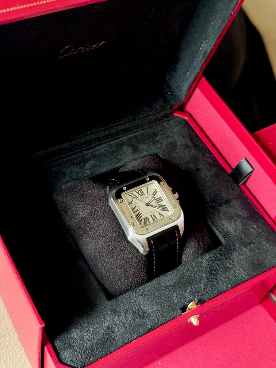 Cartier Santos 100 in its box — The TimeKeeper buys and trades