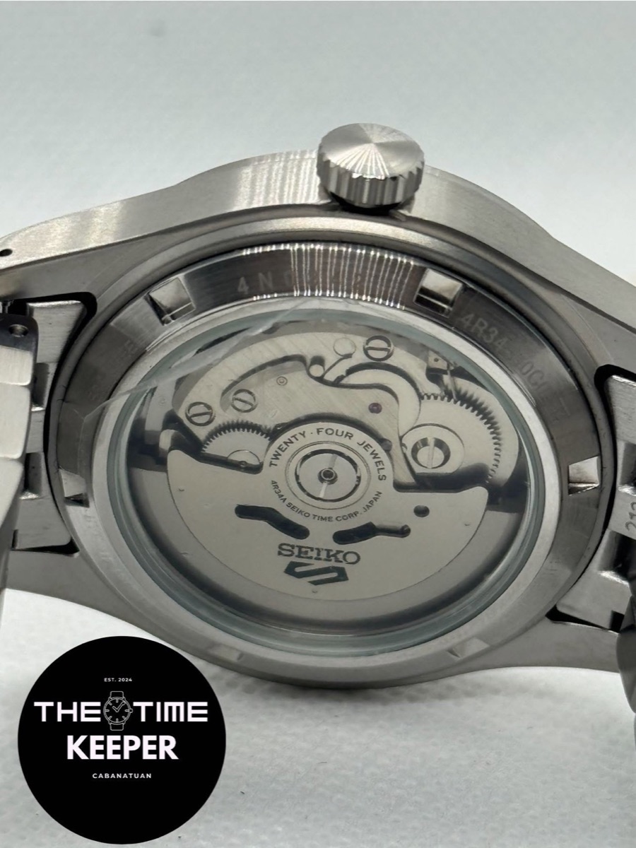 Exhibition caseback of a Seiko 5 Sports GMT, calibre 4R34 — The TimeKeeper Cabanatuan